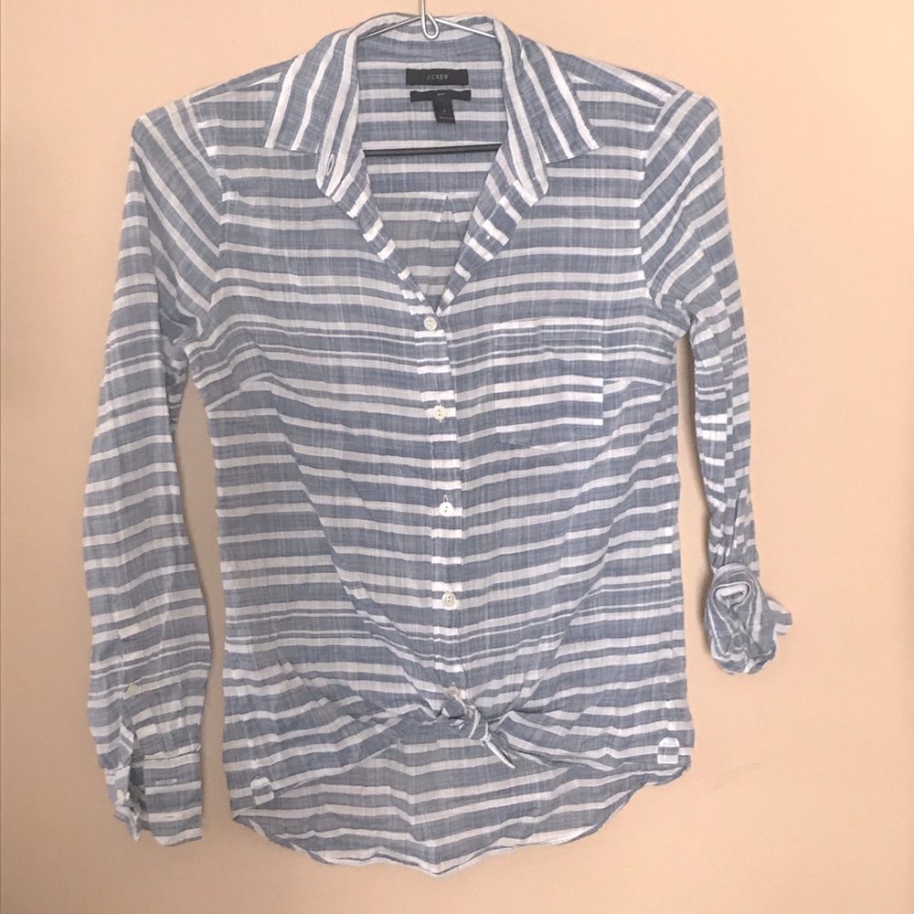 J. Crew Cotton Striped Button Down Blouse XS/S